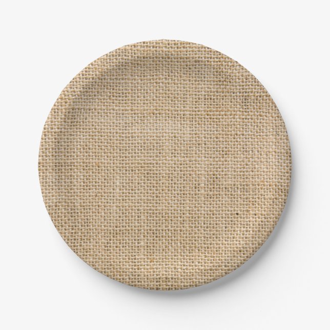 Rustic Burlap Custom Party Paper Plates (Front)