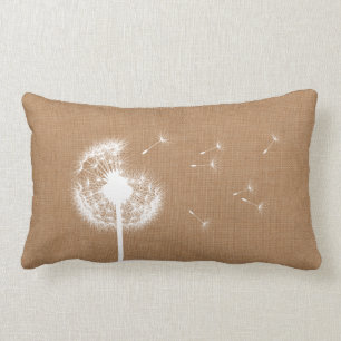 Rustic Burlap Dandelion Lumbar Pillow