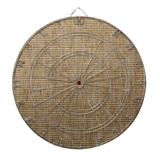 Rustic Burlap Dart Board – Nature Texture Country  (Front)