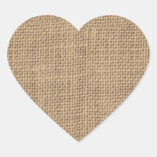 Rustic Burlap Design Heart Sticker