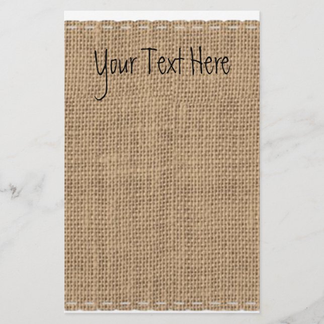 Rustic Burlap Design Stationery (Front)