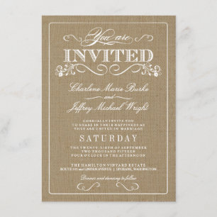 Rustic Burlap Elegant Wedding Invitations