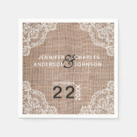 Rustic Burlap Fabric Lace | Napkins