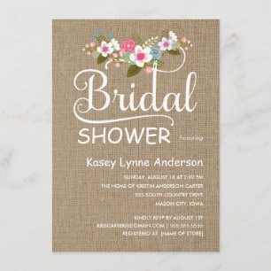 Rustic Burlap Floral Bridal Shower Invitation