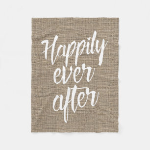 Rustic Burlap Happily Ever After Wedding Fleece Blanket