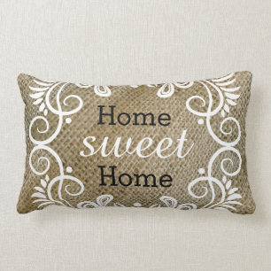 Rustic Burlap Home Sweet Home Lumbar Cushion