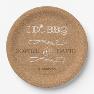 Rustic Burlap I DO BBQ Engagement Party Paper Plate