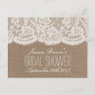 Rustic Burlap & Lace Bridal Shower Recipe Cards
