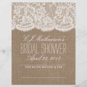 Rustic Burlap & Lace Bridal Shower Recipe Dividers
