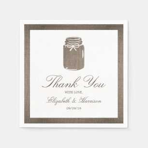 Rustic Burlap Mason Jar Wedding Napkin