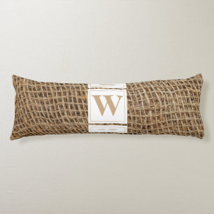 Rustic Burlap Monogram Initial  Body Cushion