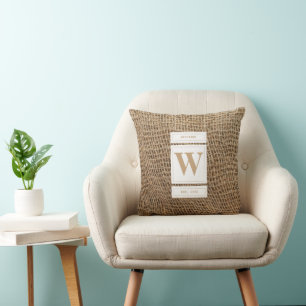 Rustic Burlap Monogram Initial  Cushion