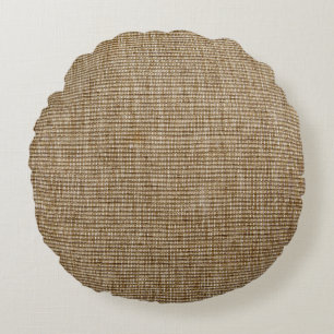 Rustic Burlap Nature Round Pillow – Cottage Chic 