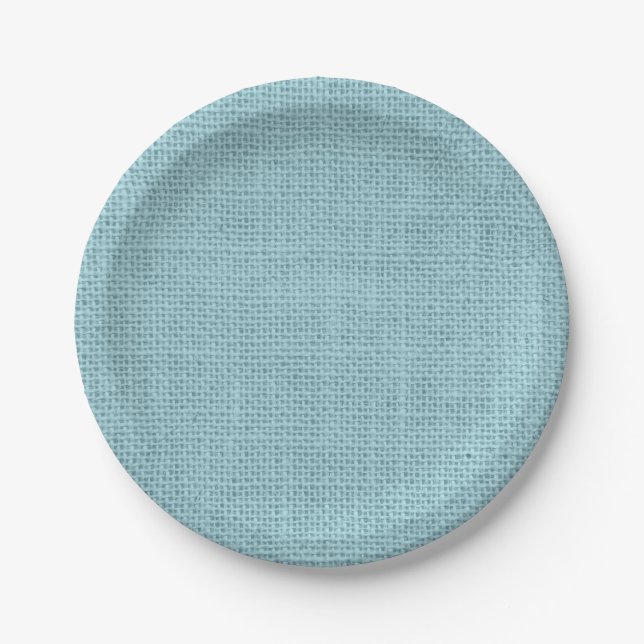 Rustic Burlap Party Paper Plates In Any Colour (Front)