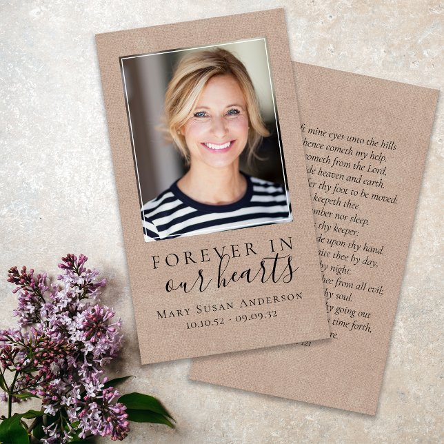 Rustic Burlap Photo Funeral Prayer Card (Creator Uploaded)