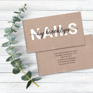 Rustic Burlap Photo Typography Nail Artist Business Card