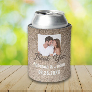 rustic burlap photo  western country wedding  can cooler