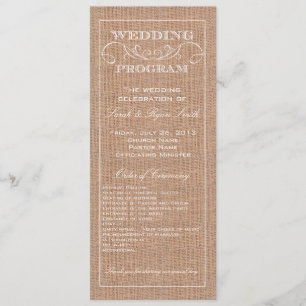 Rustic Burlap Print Wedding Program