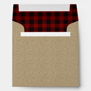 Rustic Burlap Red Black Buffalo Checks Pattern Envelopes