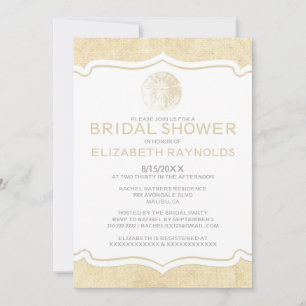 Rustic Burlap Sand Dollar Bridal Shower Invitation