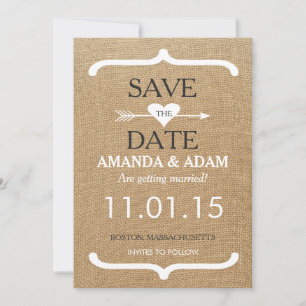 Rustic Burlap Save the Date Postcard