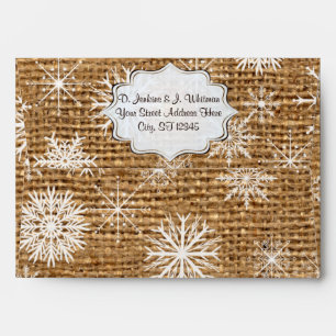 Rustic Burlap, Snowflakes A7 Envelope