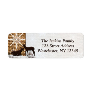 Rustic Burlap, Snowflakes Address Labels