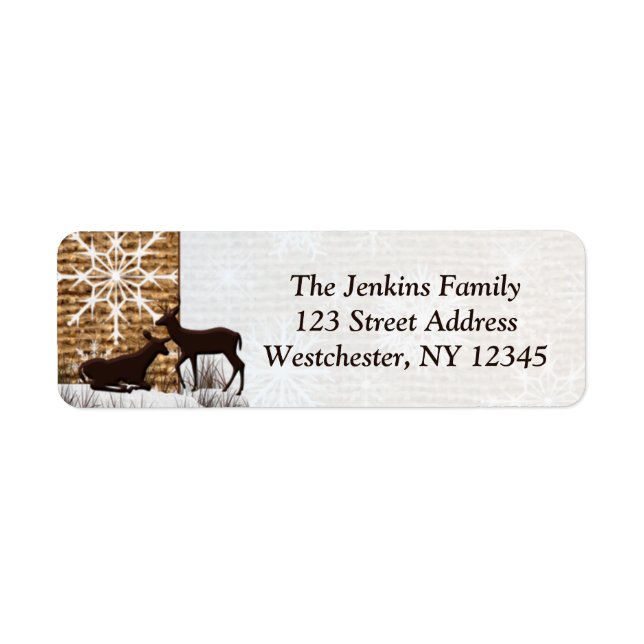Rustic Burlap, Snowflakes Address Labels (Front)