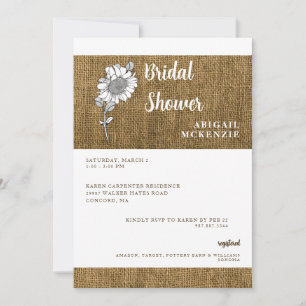 Rustic Burlap Sunflower Bridal Shower Invitation