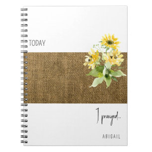 Rustic Burlap Sunflower Custom Prayer Journal
