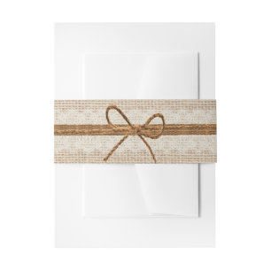 Rustic Burlap Twine Country Wedding Invitation Belly Band
