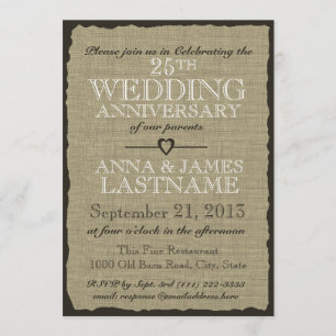 Rustic Burlap Wedding Anniversary Invitation