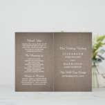 Rustic Burlap Wedding Bi-fold Program Template<br><div class="desc">These bi-fold program templates are perfect for any couple planning a romantic country wedding. The design features a rustic burlap effect background with elegant white wording. The simple design can be personalized to suit your special event and will be the perfect order of service for any rustic chic themed party,...</div>