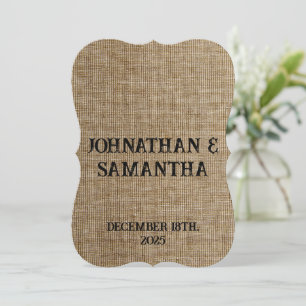 Rustic Burlap Wedding Invitation – Personalised 