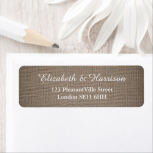 Rustic Burlap Wedding Return Address Label