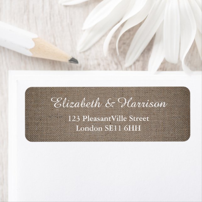 Rustic Burlap Wedding Return Address Label (Insitu)