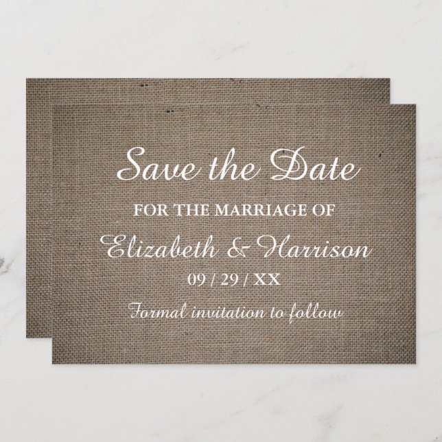 Rustic Burlap Wedding Save The Date (Front/Back)