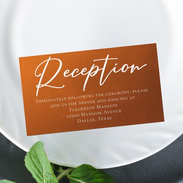 Rustic Burnt Orange Autumn Wedding Reception Enclosure Card (Creator Uploaded)