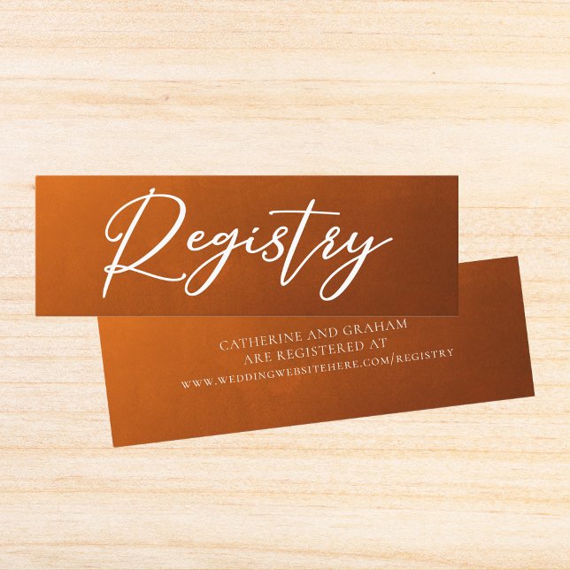 Rustic Burnt Orange Autumn Wedding Registry Insert (Creator Uploaded)