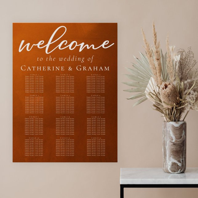 Rustic Burnt Orange Autumn Wedding Seating Chart (Creator Uploaded)