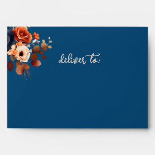 Rustic Burnt Orange & Blue Wedding Envelope