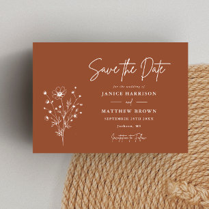 Rustic Burnt Orange Boho Elegant Photo Wedding Save The Date