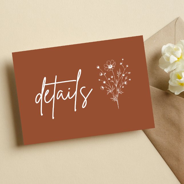 Rustic Burnt Orange Boho Wedding Details Enclosure Card (Creator Uploaded)