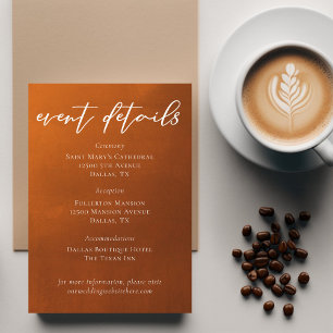 Rustic Burnt Orange Boho Wedding Event Details Enclosure Card