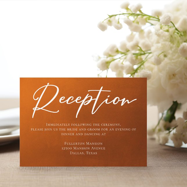 Rustic Burnt Orange Boho Wedding Reception Enclosure Card (Creator Uploaded)