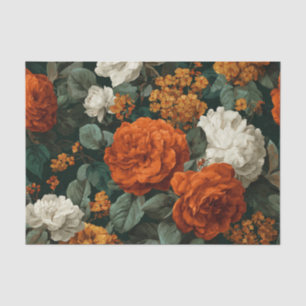 Rustic Burnt Orange Bold Vintage Boho Floral Tissue Paper