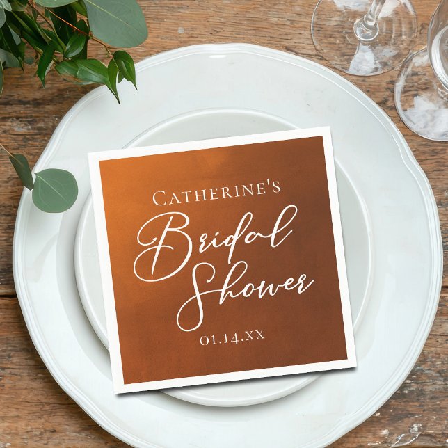 Rustic Burnt Orange Bridal Shower Personalised Napkin (Creator Uploaded)