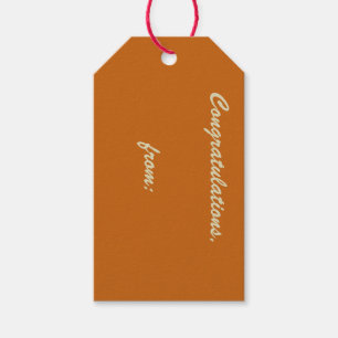 Rustic Burnt Orange Congratulations (gold script) Gift Tags