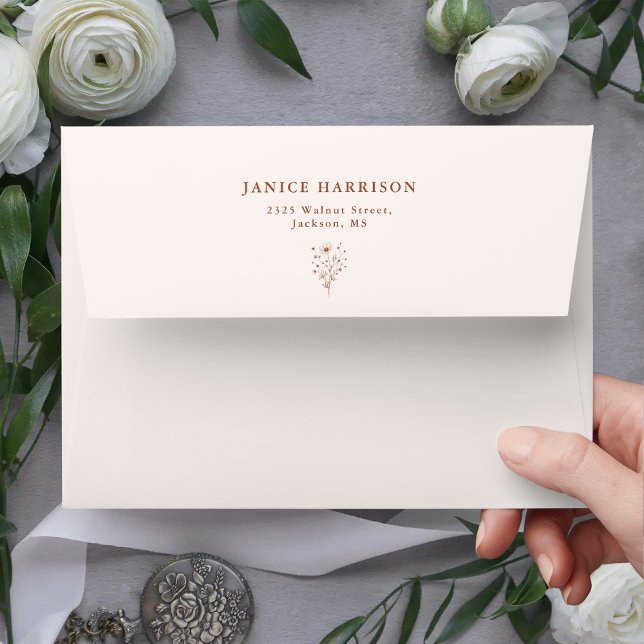 Rustic Burnt Orange Elegant Wedding Envelope (Rustic burnt orange elegant envelope adds a warm personalized touch to your wedding invitations)