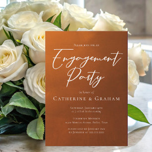 Rustic Burnt Orange Engagement Party Invitation